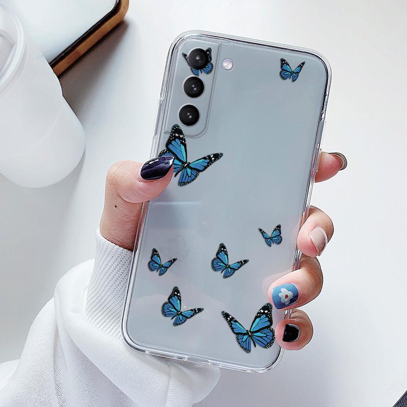 Прозрачный чехол для Samsung Galaxy S23 S 23 Ultra S23 Plus Чехол Мультяшные Цветы Мягкий ТПУ Ударопрочный Funda Для Samsung S24+ Сумка