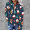 2026 Christmas Trend 3D Digital Print Hooded Sweatshirt Women Casual Streetwear Long Sleeve Pullover