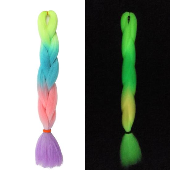 Yousheng Luminous Braid Gradient Color, сияющий в темноте, декоративные противоскользящие видимые плетеные волосы, синтетические неоновые светящиеся большие косички, конский хвост