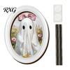Halloween Home Decor Set Ghost Oval Photo Frame, Cute Table Sign, Decorative Framed Frames for Picture, Creative Wall Art Mantel Living Room