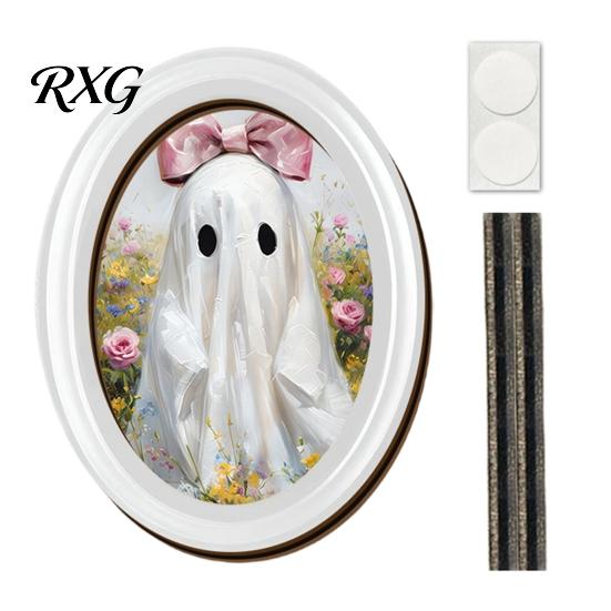 Halloween Home Decor Set Ghost Oval Photo Frame, Cute Table Sign, Decorative Framed Frames for Picture, Creative Wall Art Mantel Living Room
