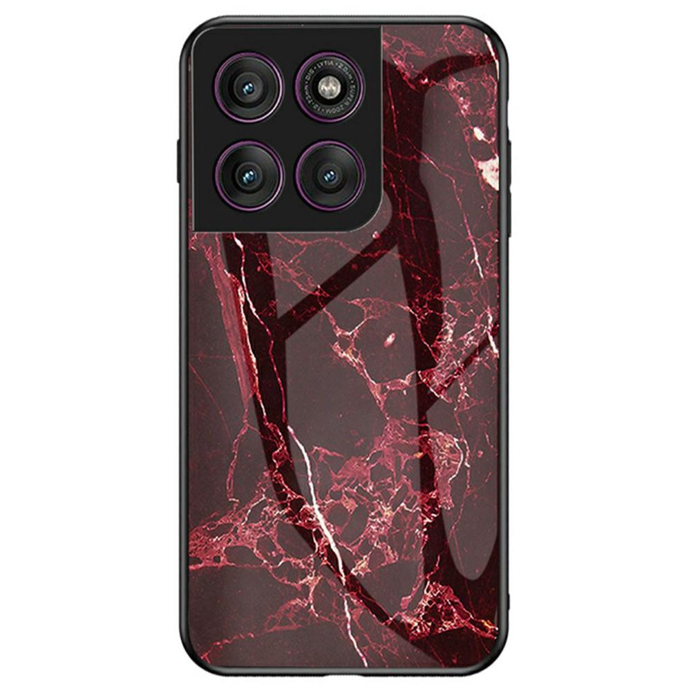 For Motorola Edge 60 Pro 5G Case Marble Pattern Tempered Glass+PC+TPU Protective Phone Cover