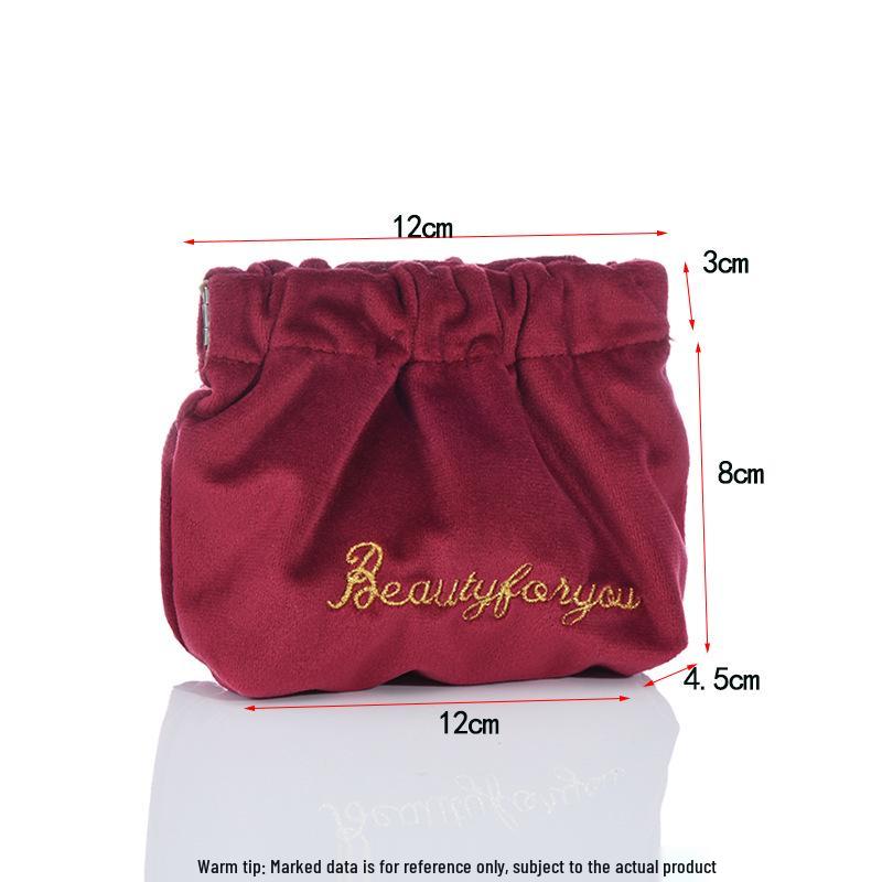 Бархатный вышитый кошелек и держатель для кабелей - Застежка-кнопка для наушников, мини-помады и аксессуаров