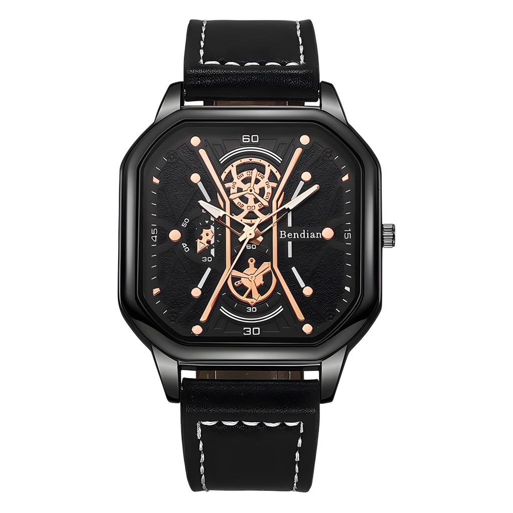 Fashion Square Big Dial Men Watches Luxury Leather Strap Sport Quartz Watch Casual Man Wristwatch Clock Gifts Montre Homme