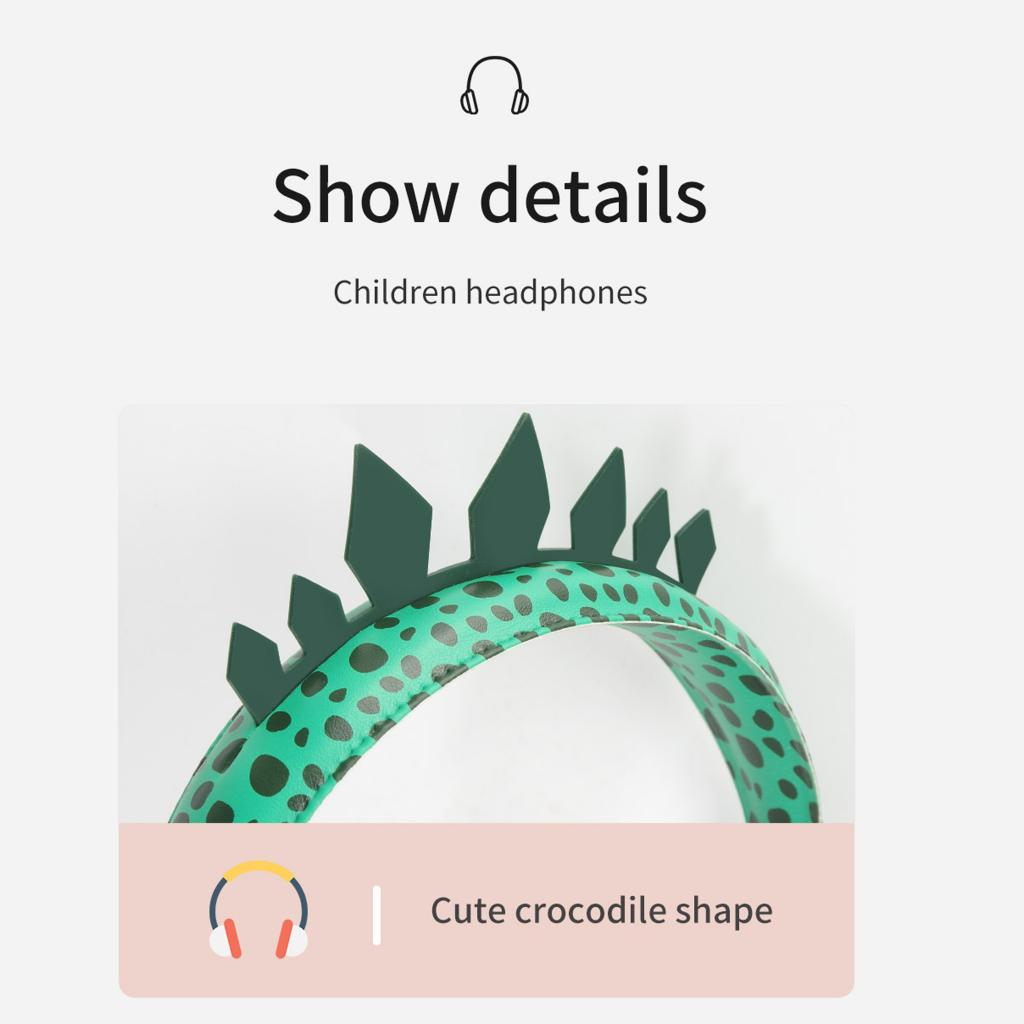Милый динозавр мультфильм дети мальчики проводные наушники гарнитура с микрофоном