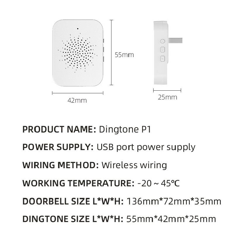 Solar Powered Rainproof WiFi Video Door Bell, Digital Peephole Design, Waterproof Night Vision Smart Intercom Security Camera