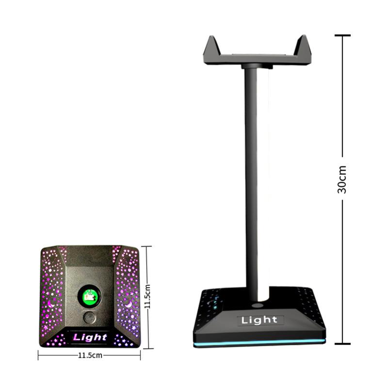 Rgb Gaming Headphone Stand 3.5mm Audio Touch Control Translucent Led Light Computer Desktop Display