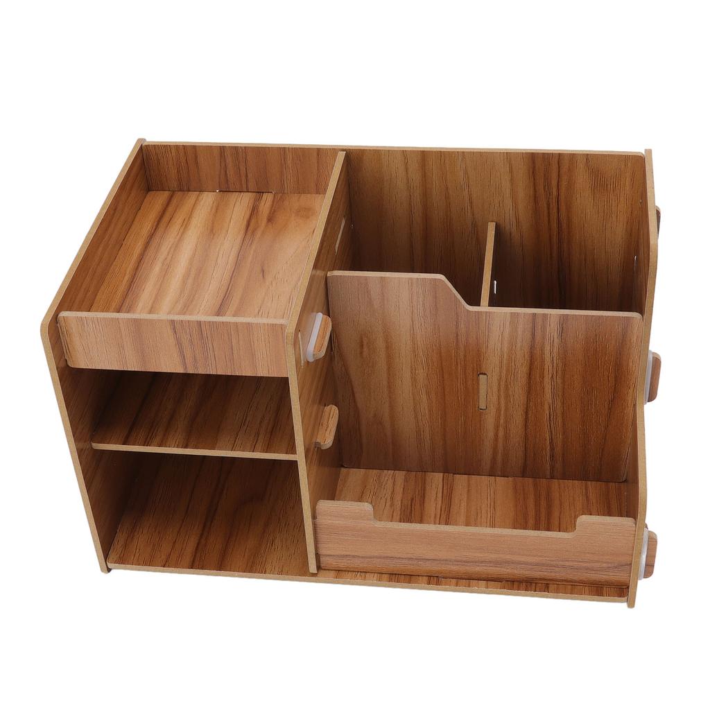 Wooden Desk Organize Shelf Multi Layer Space Saving Tabletop Storage Box for Home Office School