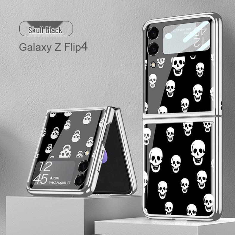 Электроplated Клетчатый Стеклянный Чехол для Телефона Samsung Flip4/5 для Складного F707
