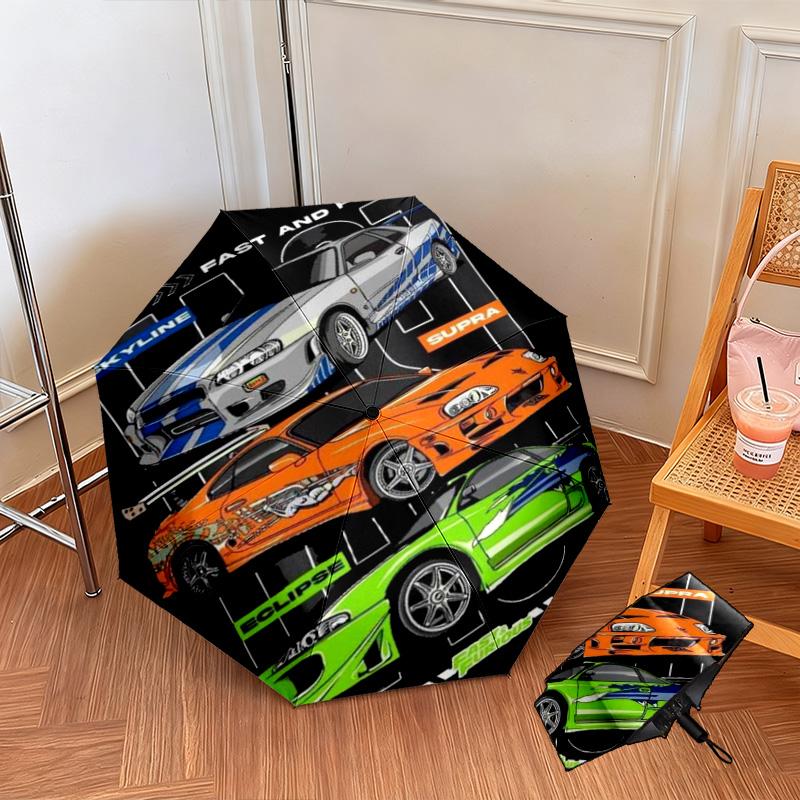 Fast Furious Cars Automatic Umbrella - Suitable Travel Portable Umbrella Outdoor sun shading umbrella Suitable For All Seasons