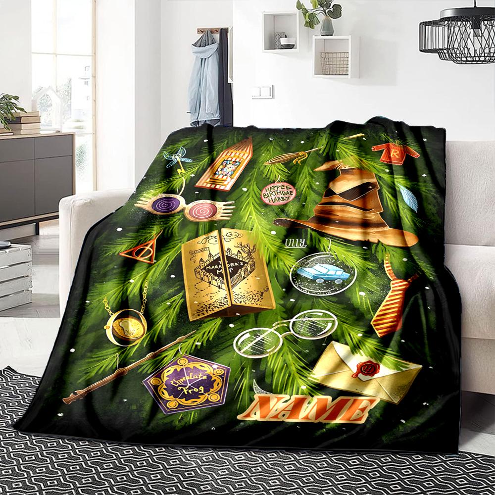 Custom Name "Harry's Magical Adventure" blanket for Couch & Bed, Plush Cozy Fuzzy Blanket Super Soft & Warm Blankets for Fall and Winter. 090864
