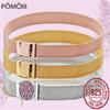 Classic 100% 925 Sterling Silver Rose Gold Forever Love Mesh Bracelets Women Sterling Silver DIY Jewelry 17CM 19CM 21CM SMB003