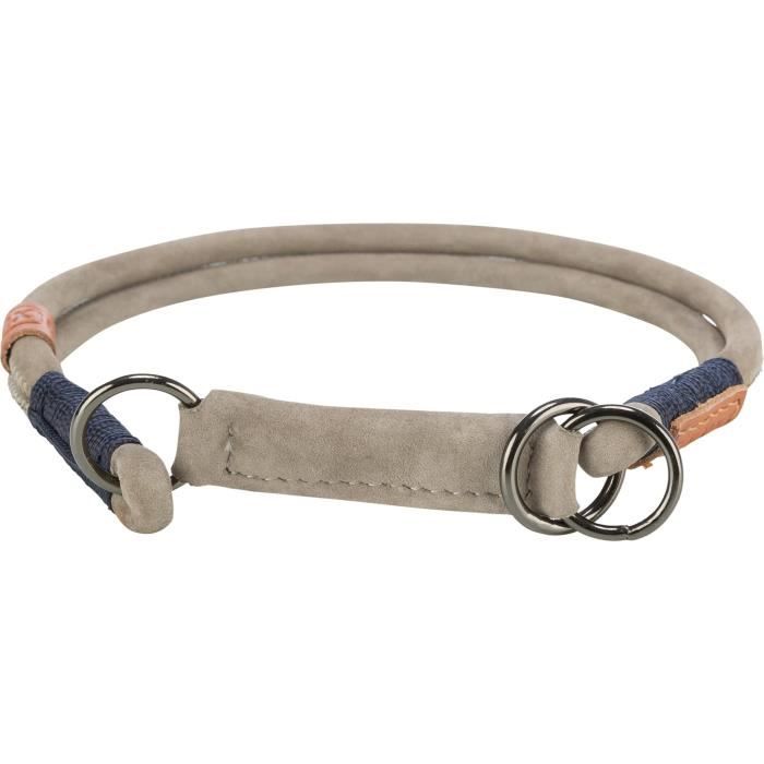 TRIXIE BE NORDIC Semi-Choke Collar - Leather - L-XL 55 Cm - Ø 10 Mm - Grey