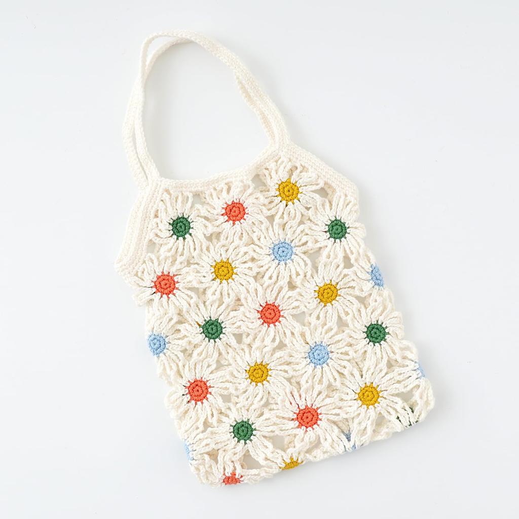 Raw Wool Knitting Kit #6-6 Flower Motif Bag