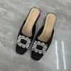 Women's Shoes Fashion Baotou Women's Slippers Hot Sale Crystal Dress Slippers Women High Quality Solid Heels Women