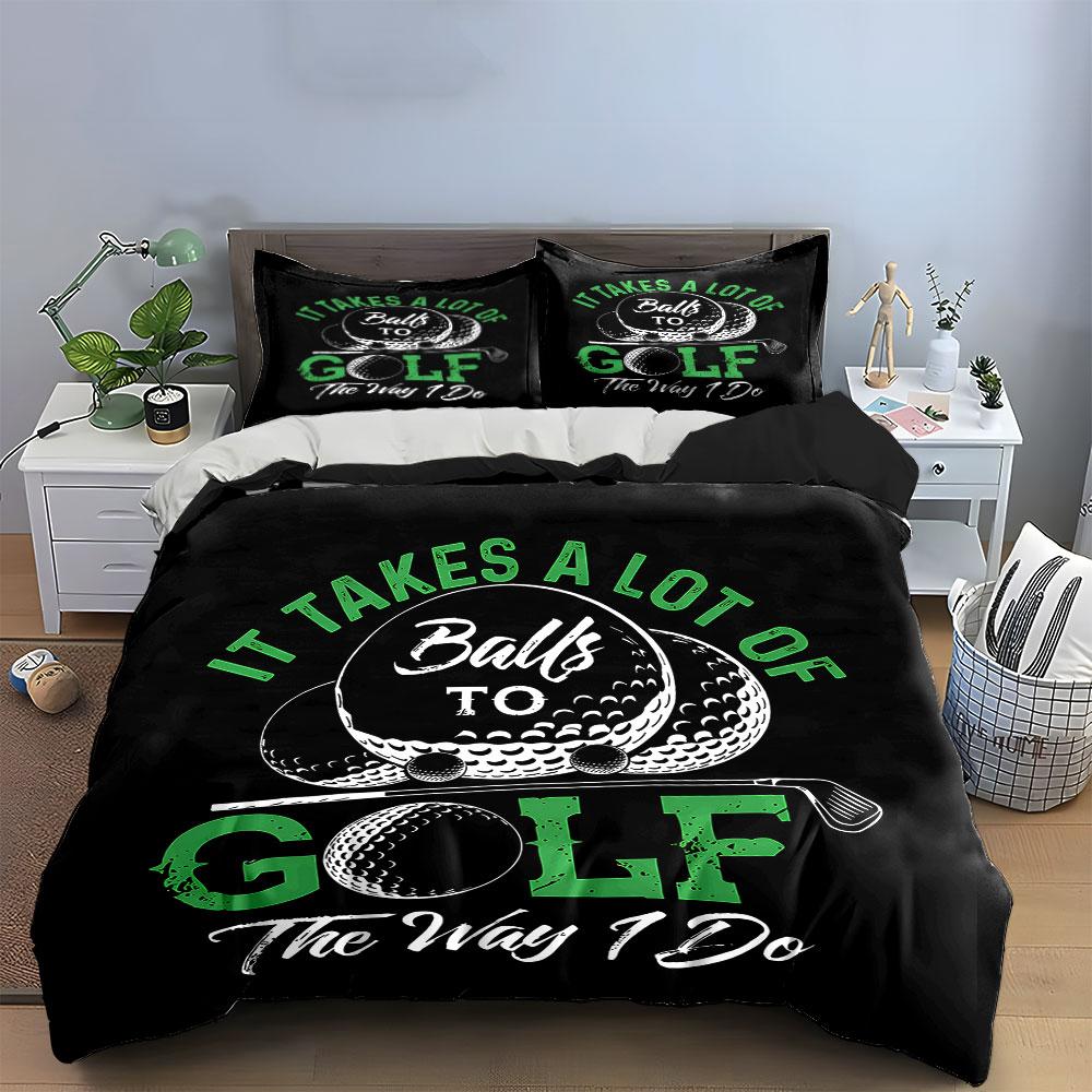Golf balls and text. Bedding sets Duvet cover sets Duvet covers Pillowcases(1 * Duvet Cover 2 * Pillowcases without duvet insert)