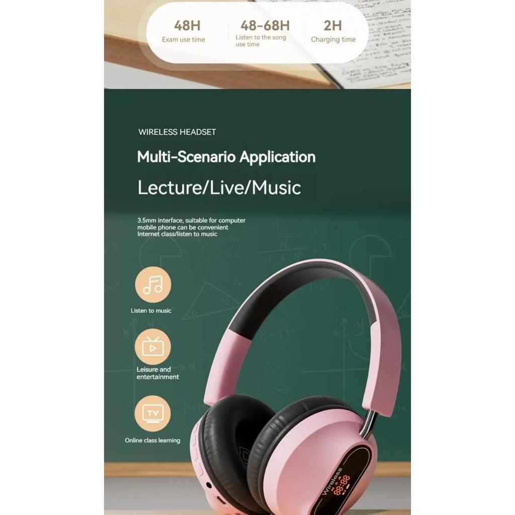 Цифровой дисплей Беспроводные Bluetooth-наушники Гарнитуры с шумоподавлением Hi-Fi Стереонаушники Спортивные геймерские наушники Поддержка TF/FM