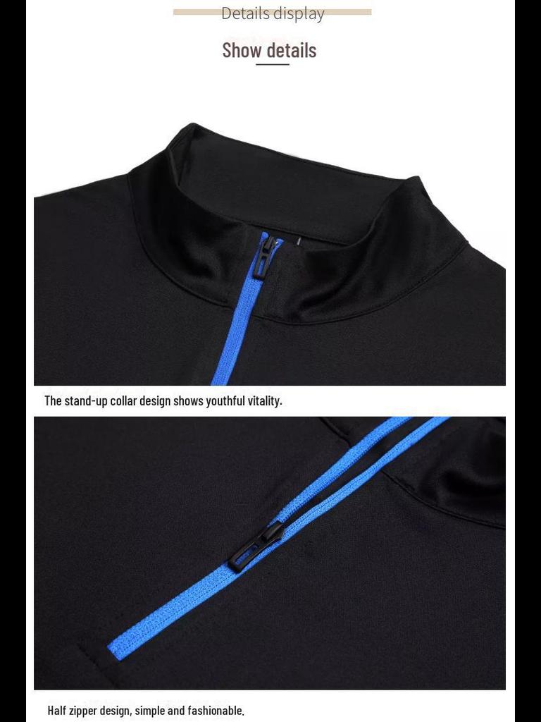 Мужской тренировочный футбольный костюм с полумолнией и длинным рукавом на осень/зиму - школьная форма с принтом