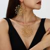 Ювелирные изделия E-commerce Поставка Золотой Металл Полые Серьги Цветок Набор Ожерелье Серьги