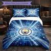 Manchester City Pattern 3 Pieces Bedding Set Soft Microfiber Duvet Cover with Pillow Cases for Bedroom