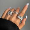 3Pcs Vintage Irregular Pleated Open Ring for Women Men Vintage Punk Liquid Metal Style Finger Y2K Accessories Fashion Zircon