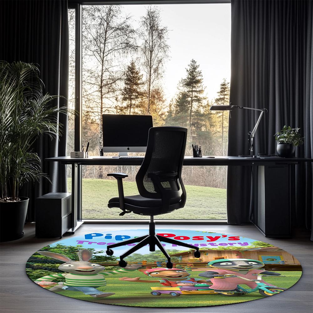 Pip and Posy Printed Round Rug Carpet Chair Rug Area Rug Entryway Doormats,for Office Chair Living Room Bedroom Kitchen Room.