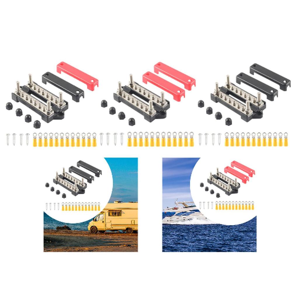 Power Distribution Block 6 Way Negative/Positive Insulated Busbar 150A Battery