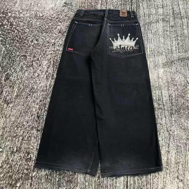 Unisex Y2K Baggy Jeans Men Harajuku 2000s Vintage Embroidered Jeans Hip Hop Streetwear Women Casual Wide Leg Jeans
