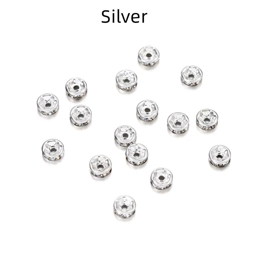 50pcs/lot 4 6 8 10mm Rhinestone Rondelles Crystal Bead Loose Spacer Beads for DIY Jewelry Making Accessories Supplie