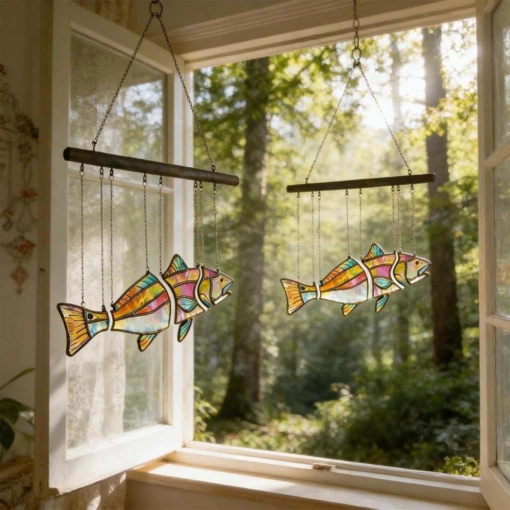 Clear Vivid Acrylic Fish Wind Chime Hand-Painted Fish Hanging Ornament  Car Decorations