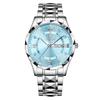 Watch Stylish Chronograph Arm Watch Business Quartz Stainless Steel Band Sapphire Glass Waterproof Luminous Blue Watch for Men Men Watch Best Gift