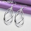 CHSHINE стерлингового серебра 925 пробы двойной лист серьги-рамки для женщин Свадебная вечеринка модные очаровательные ювелирные изделия