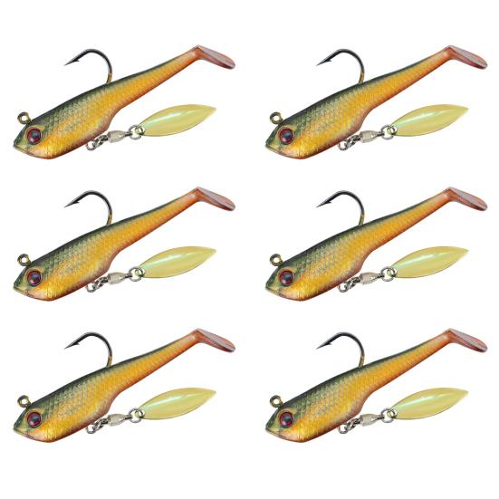 6 шт. Мягкие рыболовные приманки Искусственные приманки с острым крючком Реалистичный вид Яркий цвет Т-образный хвост Поддельные приманки Свимбейт Рыболовные снасти