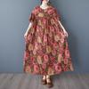 Short Sleeve Plus Size Cotton Vintage Floral New In Dresses for Women Casual Loose Long Summer Dress