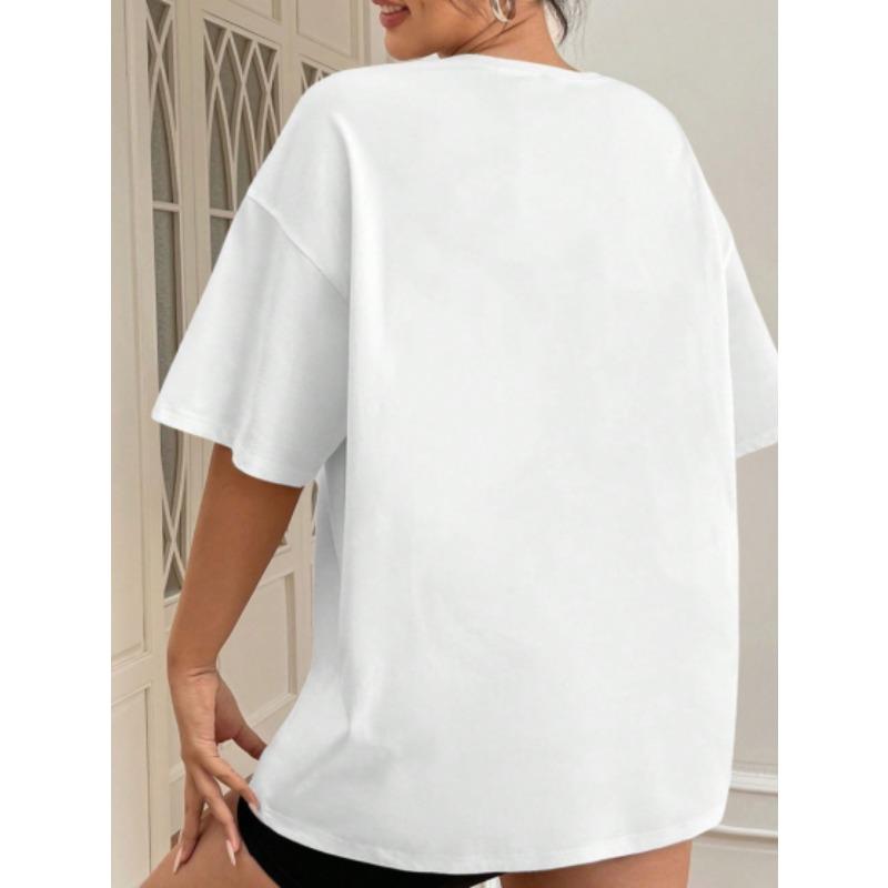 Женская повседневная футболка европейского размера с принтом "Королева Дня Рождения", короной и туфлями на каблуке | Круглый вырез, короткий рукав, стандартная длина - Топ для любого сезона