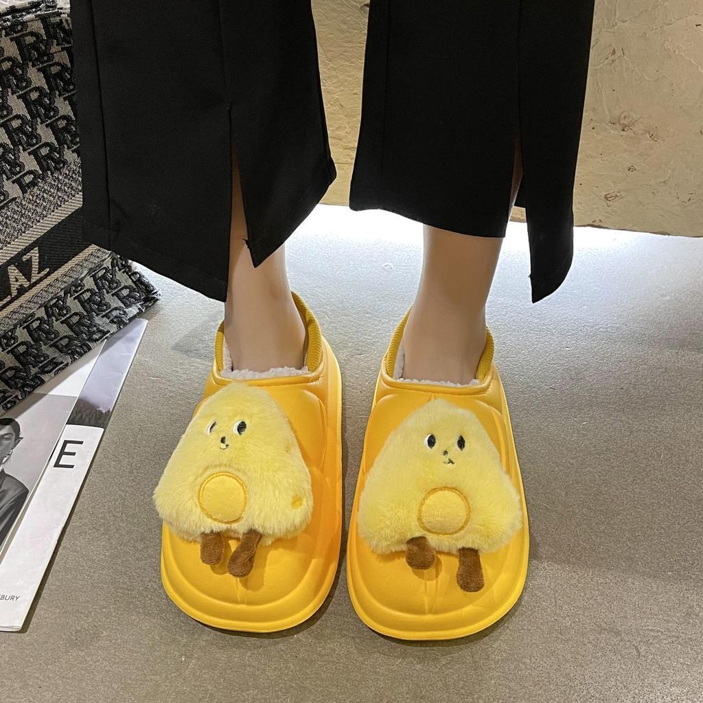 Модные удобные тапочки на танкетке, хлопковые тапочки, женские зимние 2025, новые, бархатные, для девочек, милые мультяшные хлопковые туфли, детские