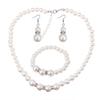 Women Pearl Necklaces Bangles Earrings Wedding Charm Jewelry Set Gift