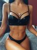 Блестящий искусственный кожаный PU бикини женский купальник бюстгальтер чашка бикини 2025 женский купальник из двух частей бикини комплект пуш-ап купальный костюм плавание
