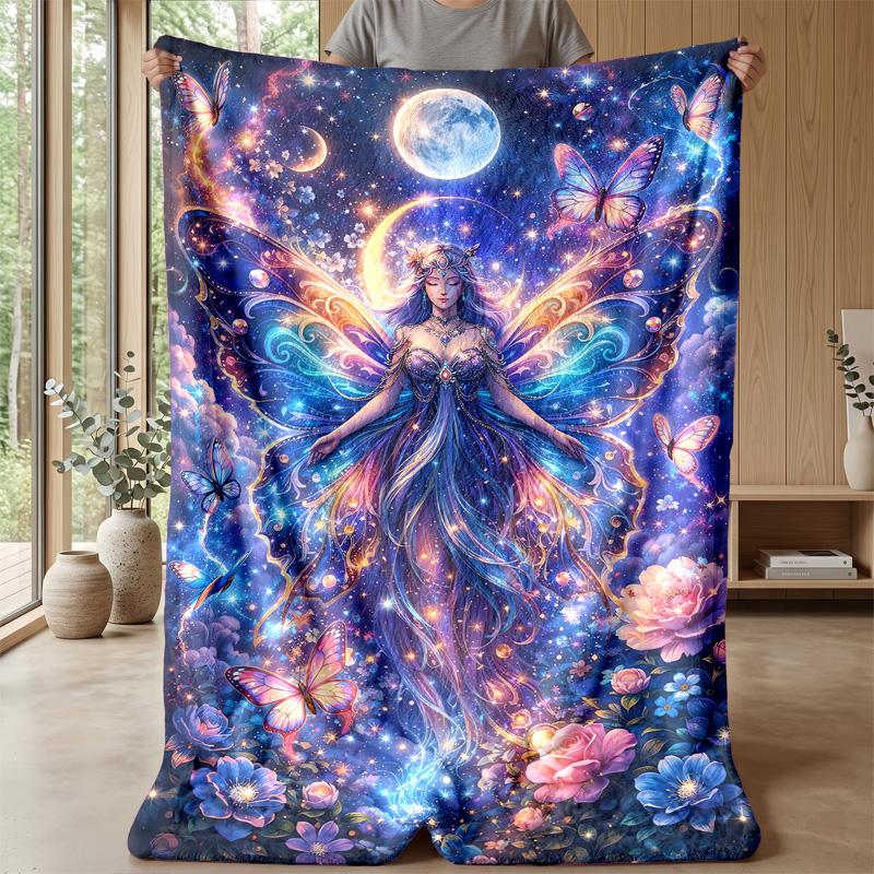 Magical Princess in Sparkling Dress Theme blanket Lightweight Warm Flannel Blanket Decorative Throw Blanket for Home Decoration