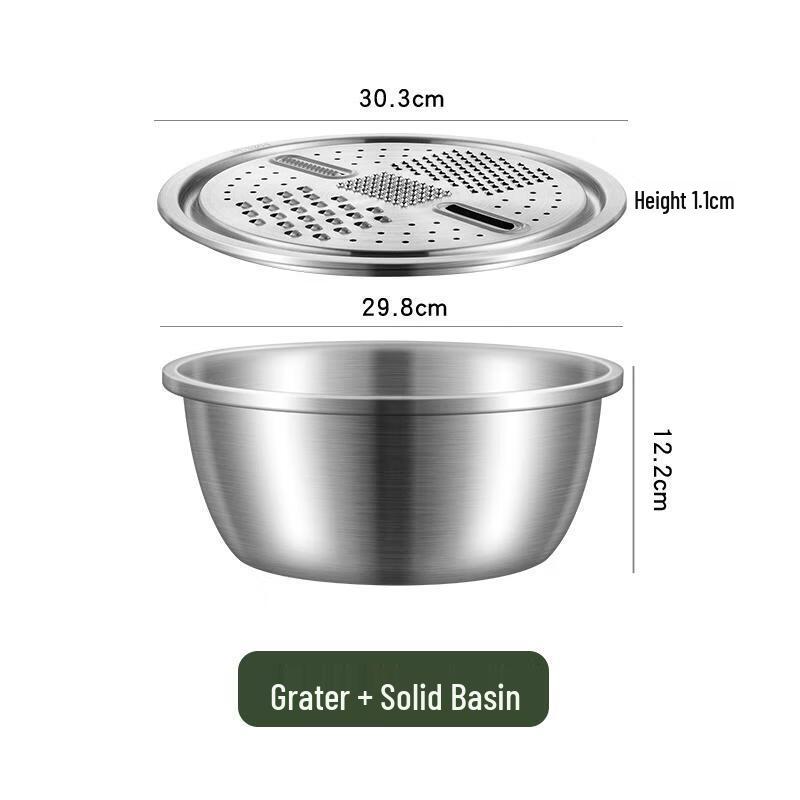 HANDUNYOU Food Grade 304 Stainless Steel Mixing Bowl & Grater Set