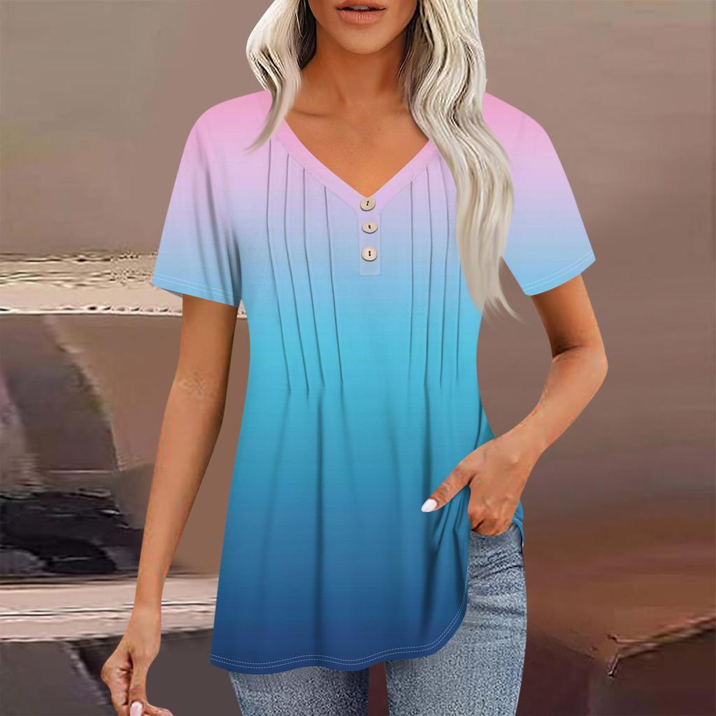 Женские рубашки с короткими рукавами, топы, элегантные повседневные рубашки, топы с V-образным вырезом и плиссировкой