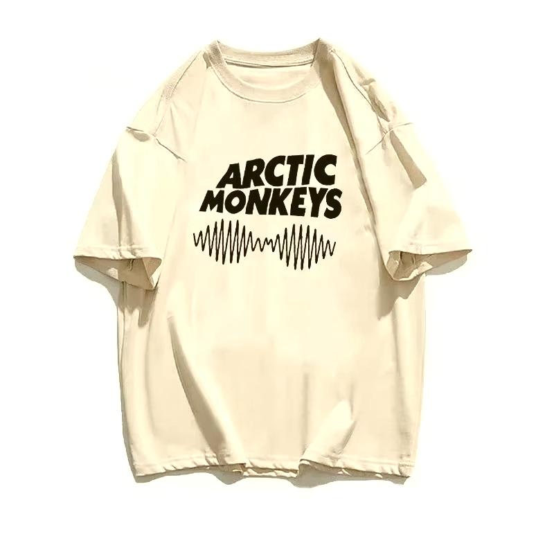 Arctic Monkeys Band Printed Tshirt Y2k Casual Unisexga Style Summer White Short Sleeve Breathable Unisex Tops