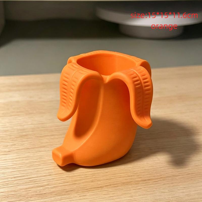 Fun Banana Shaped Pen Holder 3D Printed Yellow Desk Organizer 1Pcs Aesthetic Desktop Decor for Office School Stationery Storage