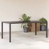 VidaXL Garden Table Glass Top Black 190x90x75cm Woven Resin 365592
