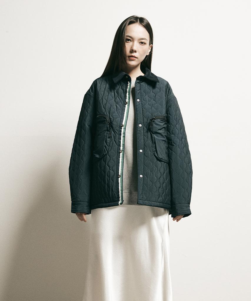 Ffeff Studio Round Quilted Trucker Jacket (Navy)