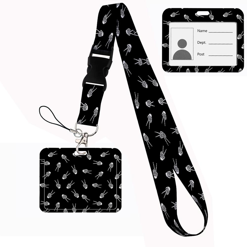 Дизайн скелета Lanyard Держатель для визиток и кредитных карт на шею Брелок-веревка Держатель для ID-бейджа Lariat Lasso