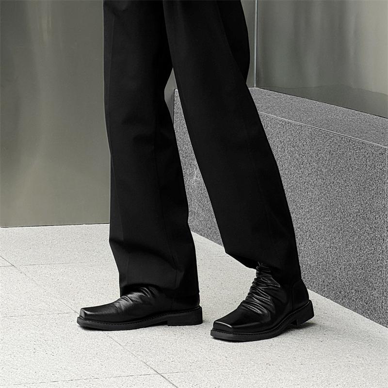 Fashion Black Men's Short Boots Fashionable and Personalized Design New Style Outdoor Trendy Party Daily Quality Formal Leather Shoes