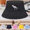 Bucket Hat With Pure White Dinosaur Print , Animal Women's Hat Casual Hip Hop Reversible Beach Cap