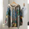 Plus Size Winter Sweaters Oversize Women Sweaters Pullover Full Sleeve Hat Knitting Loose Pattern Printing Sweater