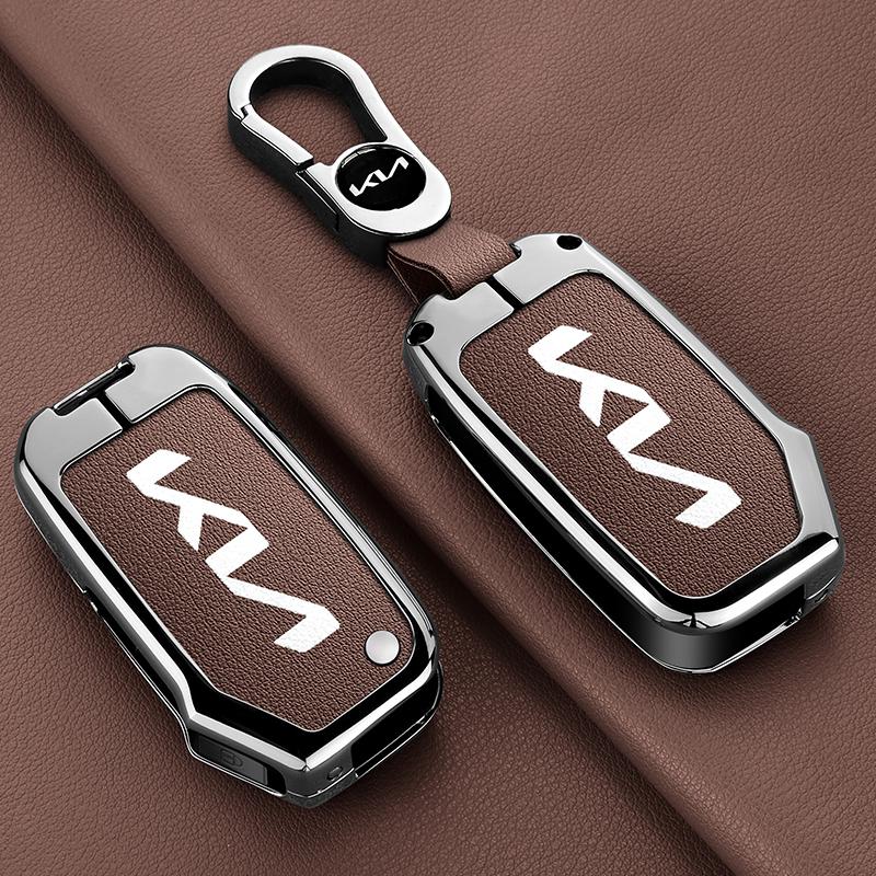 Для KIA Ceed 2023 CD Forte 2018 2019 2021 Cerato 2019 K3 Gt Seltos Sportage 2020 Sorento Чехол-футляр для автомобильного ключа из цинкового сплава + Кожа